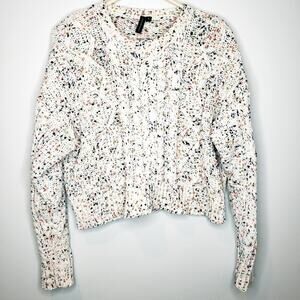 MOON & MADISON Chunky Cable Knit Cropped Confetti Sweater